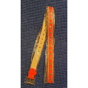 Ladies Red Studded Cosplay Punk Leather Style Belt Size 32